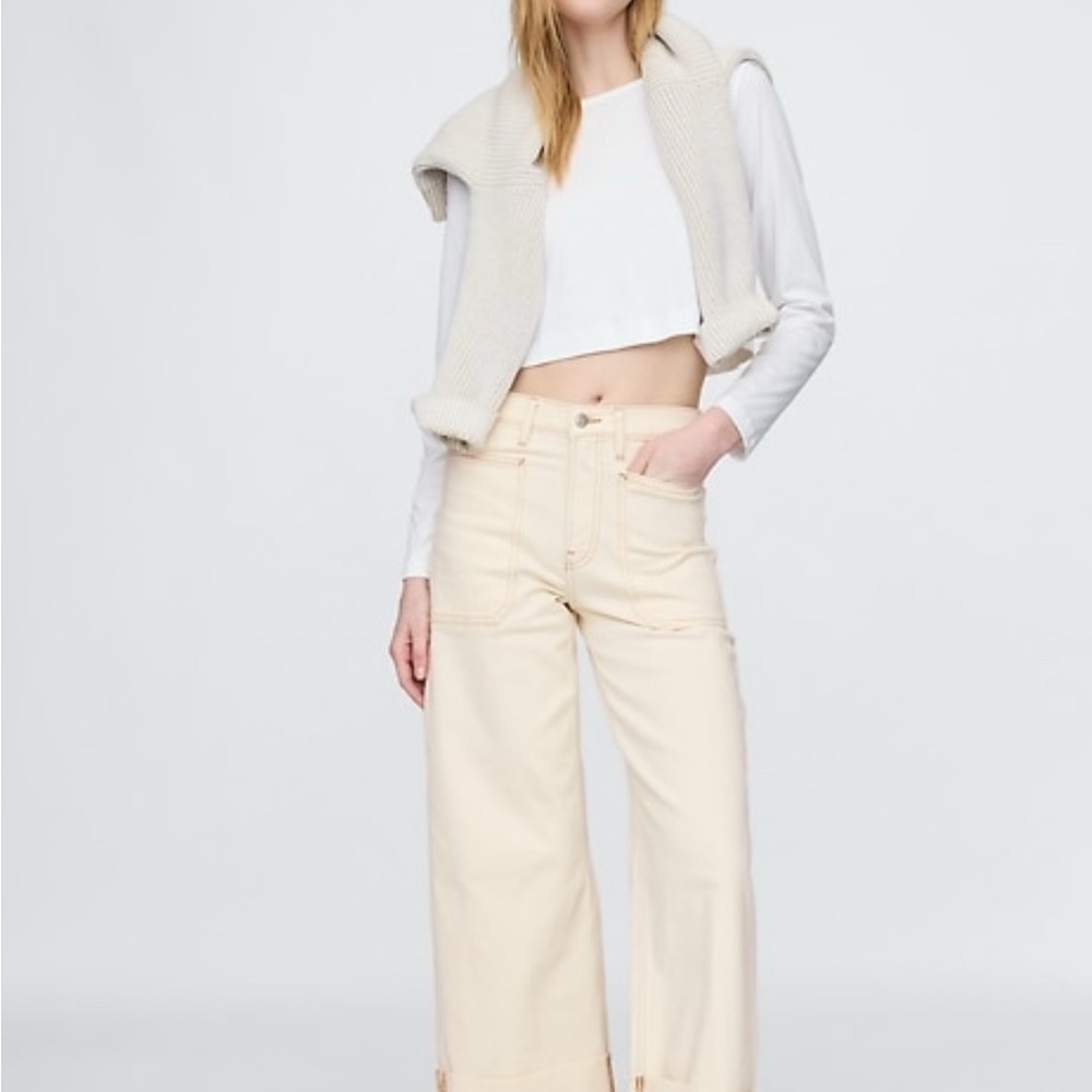 GAP High-Rise Stride Ankle Women's Cream Jeans